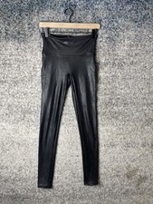 Spanx Faux Leather Leggings Womens Medium Black High Rise Pull On Stretch Pants