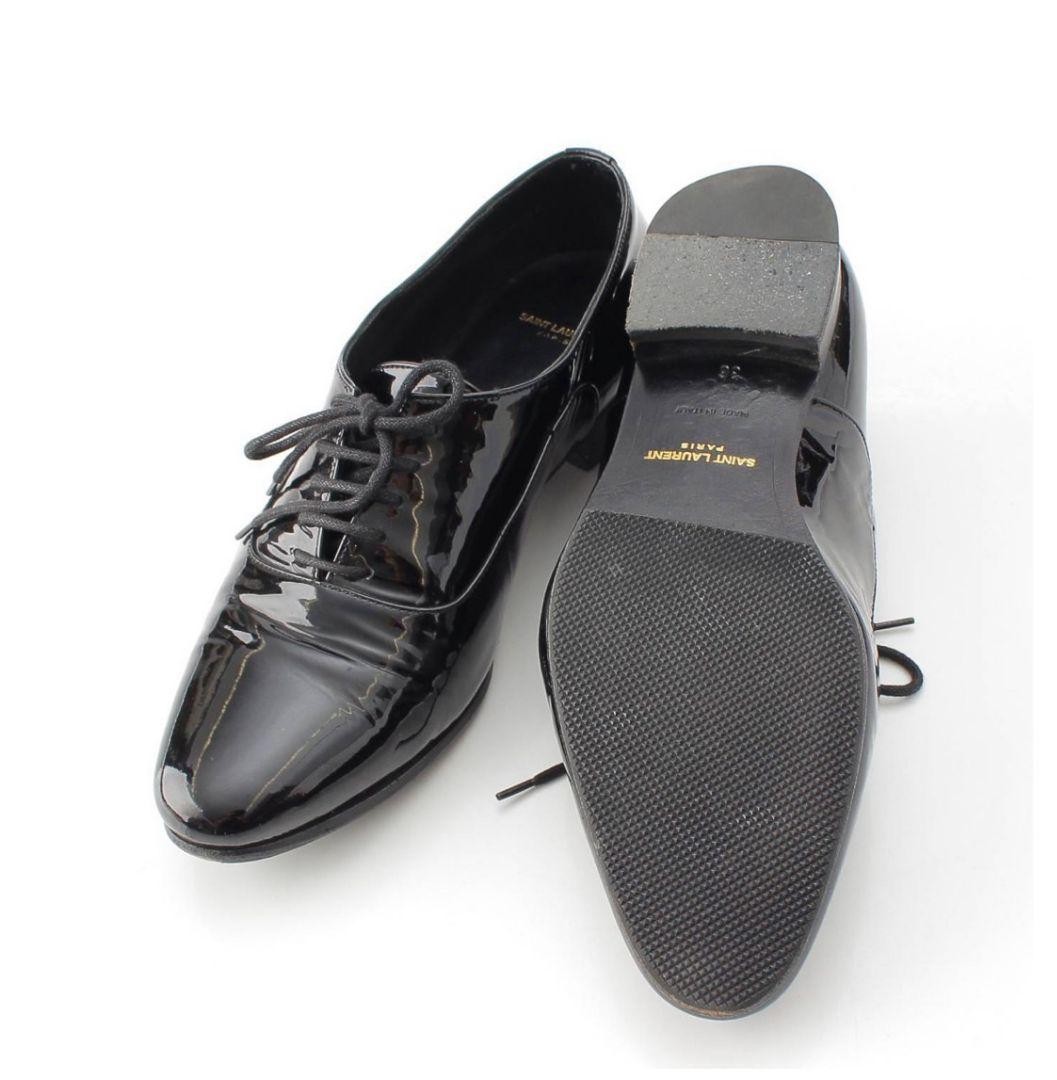 Autentiche scarpe stringate Saint Laurent Paris vernice pelle nera taglia 36 donna