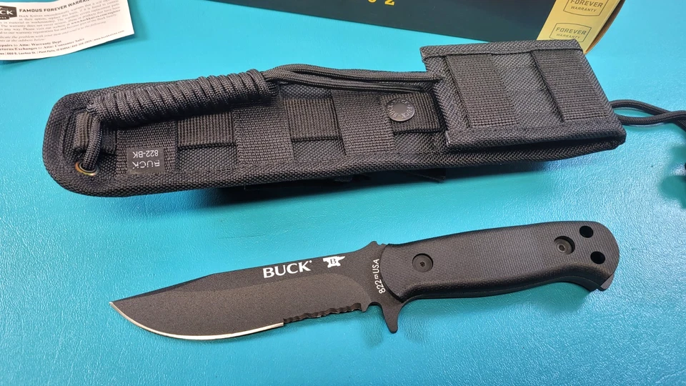 Cuchillo fijo táctico Buck modelo 822 Sentry hoja + funda c. 2017 TR700 Foto 3 de 4