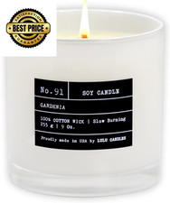 Lulu Candles  Gardenia  Luxury Scented Soy Jar Candle  Hand 9 Oz., Clear