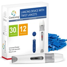 Lancing Device and 100 Lancets for Diabetes Testing, Single Use, 30 Gauge Lancet