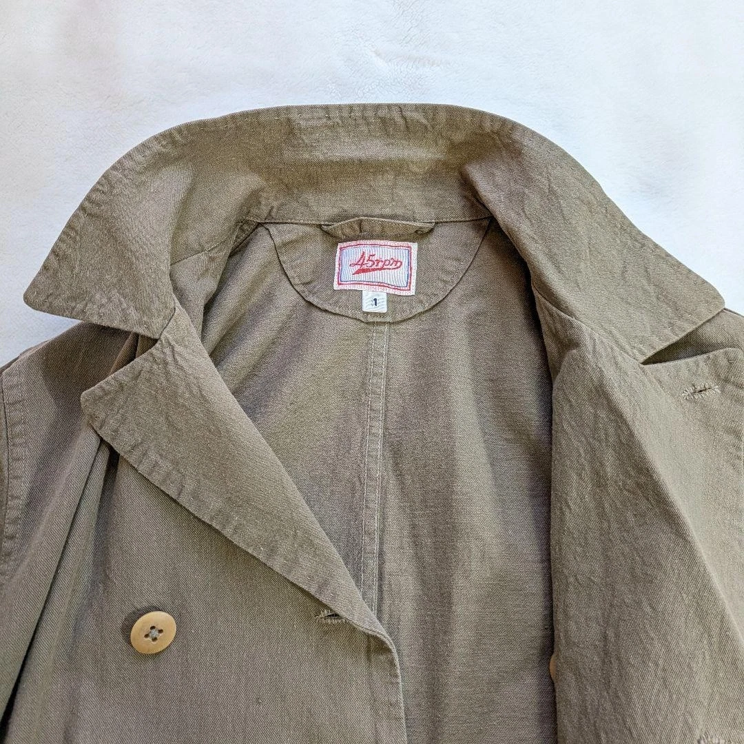 45R / 45rpm Cotton Jacket Collared Double-Breasted Patch Pockets Excellent image 6