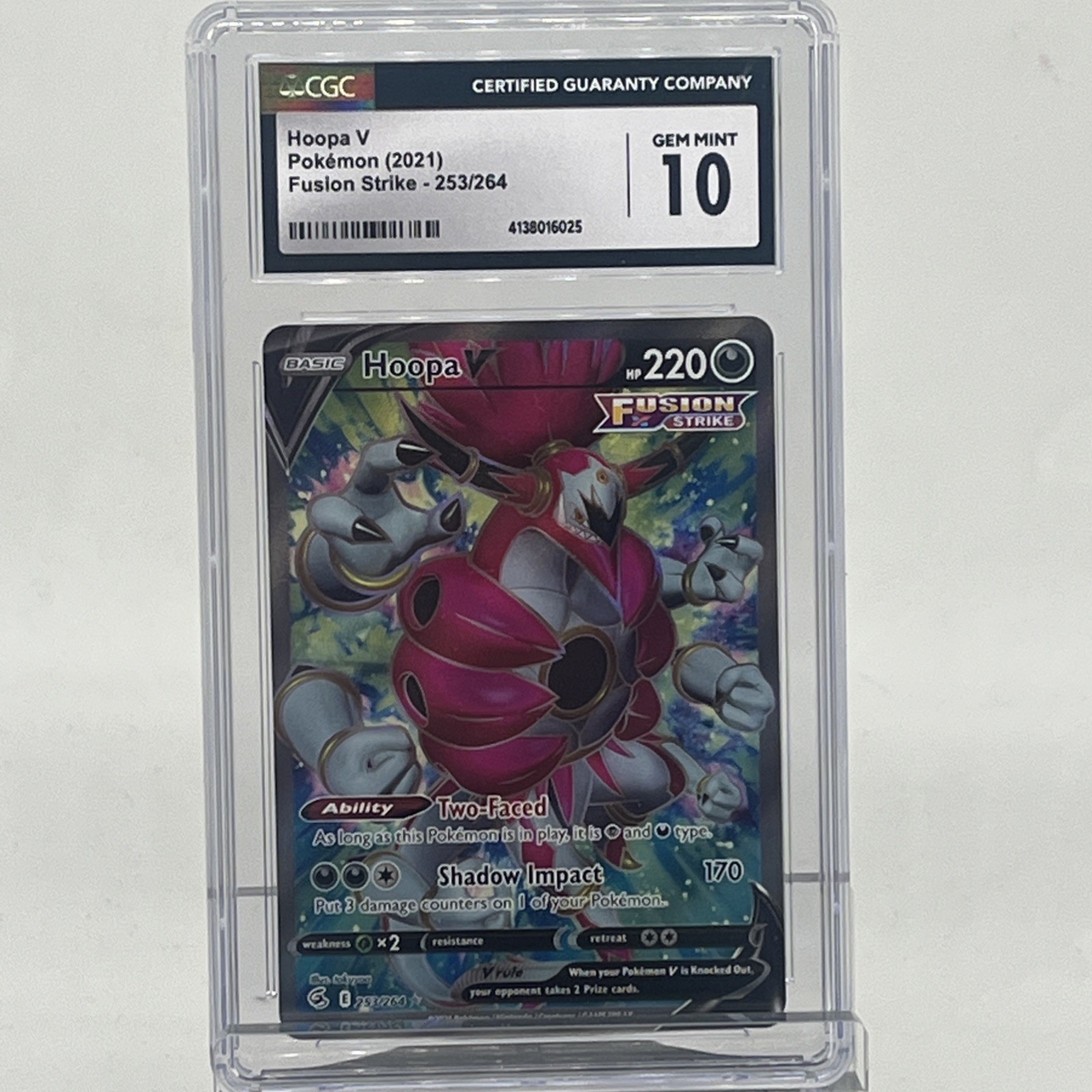 CGC 10 Hoopa V (Full Art) 253/264 Swsh08: Fusion Strike Holo