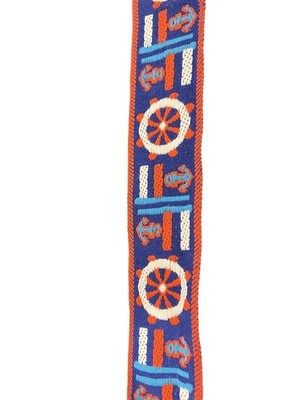 Vintage Nautical Red White Blue Anchor Embroidered Sewing Trim 33 Feet