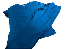 Scrub Star Teal/Turquoise T-Shirt And Long Pants Scrub Set Outfit Womans Size XL