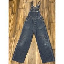 Vintage Lee USA Denim Bib Overalls Carpenter Workwear Blue Jeans Measured 35x29