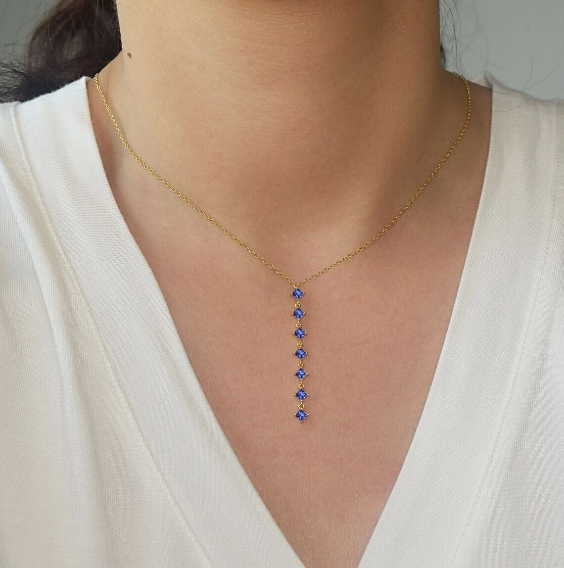 Sapphire store lariat necklace
