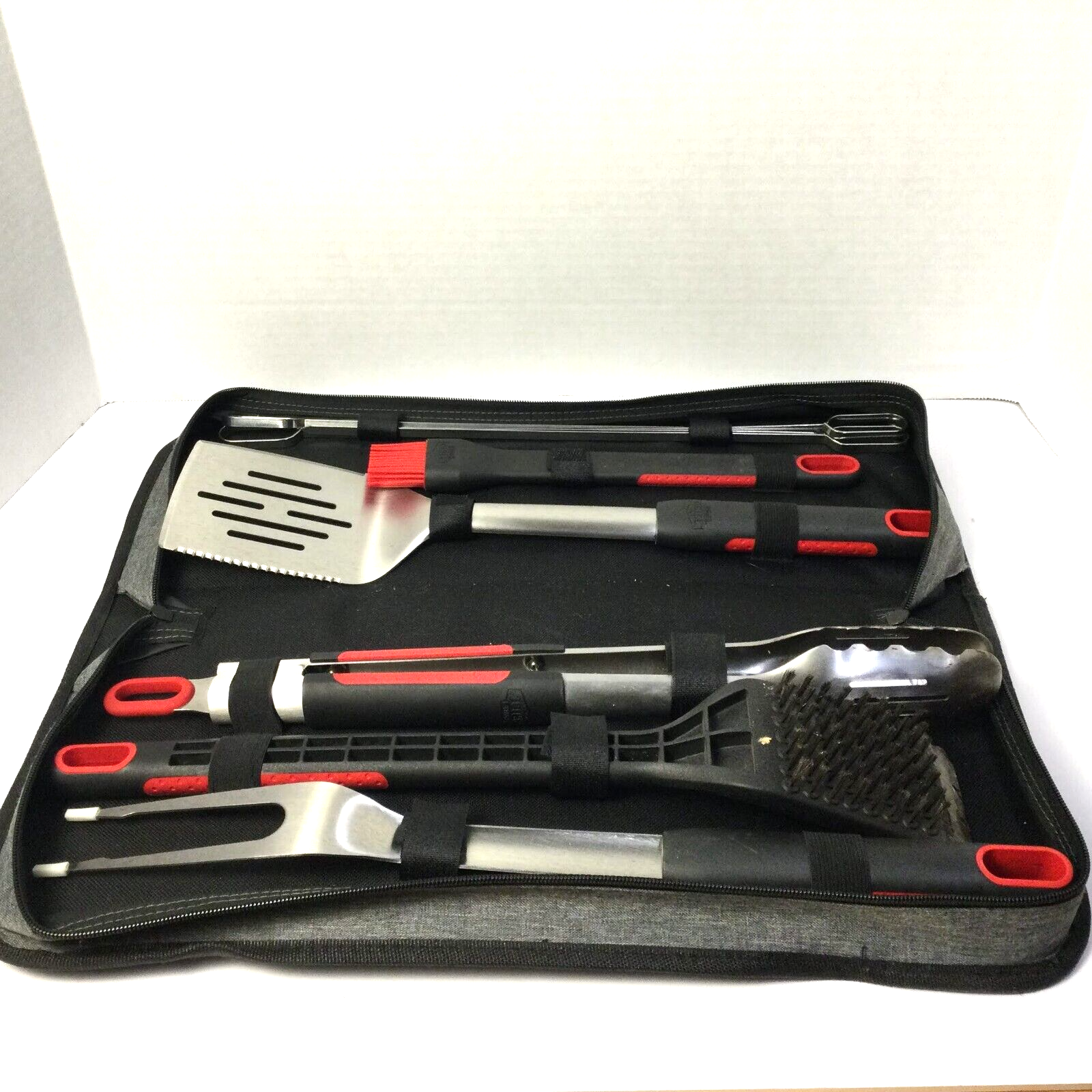 Expert Grill Stainless Steel Soft Grip BBQ Grill Tool Set, 9 Piece, and 1 Case.