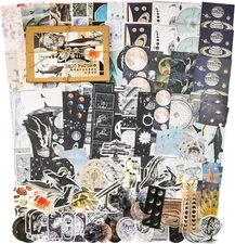 Knaid 200 Pieces Vintage Ephemera Pack Decoupage Paper Junk Journal Kit Scrapboo