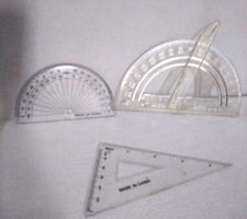 Drawing Graphing Drafting Craft Tool Template 3Pc Triangle Protractor 180 Angle