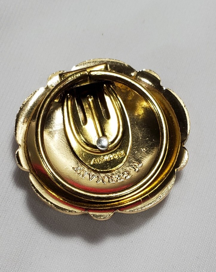 Vintage Made in West Germany Filigree Scarf Clip Gem