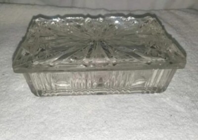 Vintage Pressed Cut Glass Cigarette Box