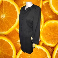 NWT Adolfo Black Skirt Suit Set With Embossed Design Size 8P