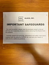 NEW Sealed Original Glock OEM Instruction Manual with warranty card all models