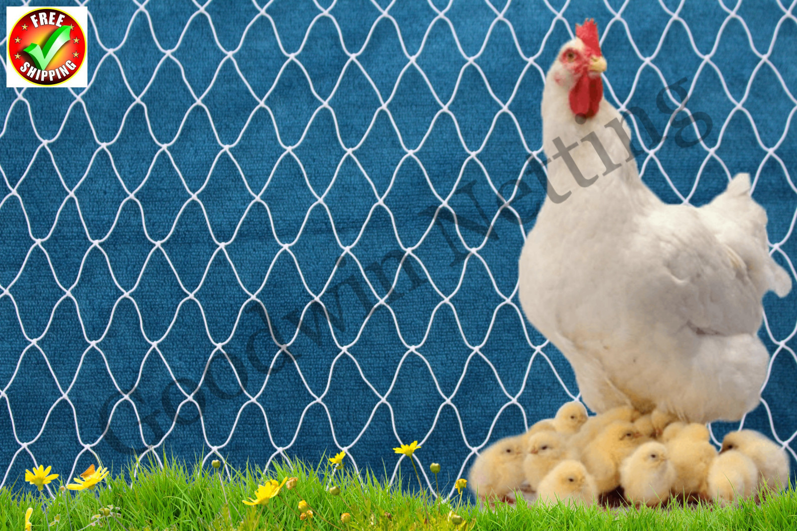 Chick Rearing Neting 35' POULTRY DUCKS GEESE CHICKENS BIRDS PEN NET AVIARY NETTING 1” MESH ...