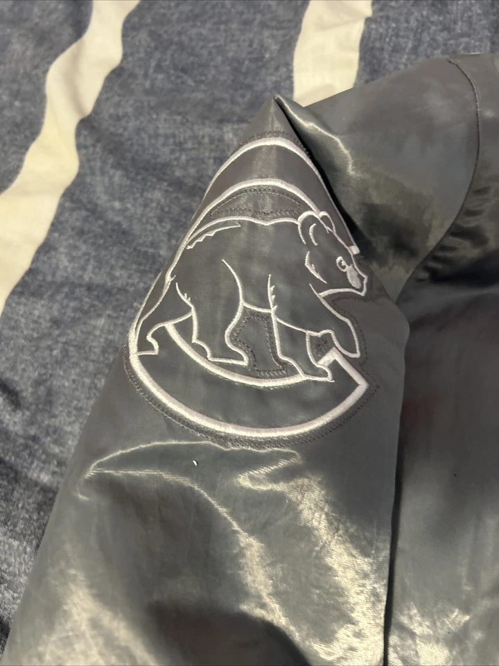 Vintage Chicago Cubs Starter Jacket Sz XL Gray Satin Ty Mopkins Exclusive Foto 4 de 4
