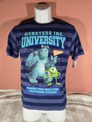 Disney Pixar Sully Mike Monsters Inc University Striped Graphic Shirt Size M YXL