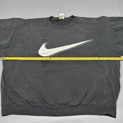 Nike Vintage 90s Big Swoosh Pullover Rare White Tag Black XL