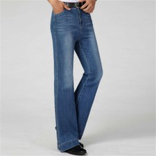 Herren Retro 60s 70s Denim-Hose Glocke Unten Schlaghose Jeans Slim Freizeit Neu
