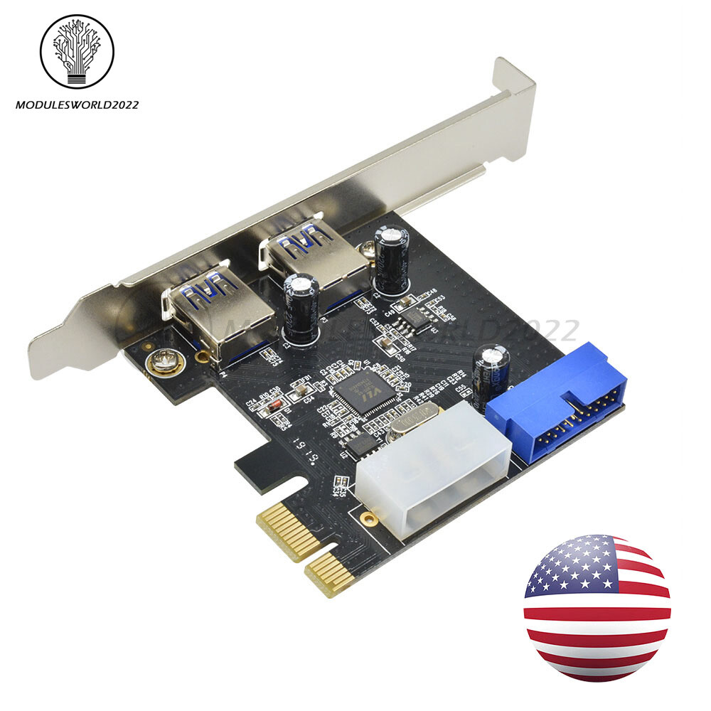 USB 3.0 2 Ports PCI Express Front Panel 4-Pin & 20 Pin W/ Control Card Adapter