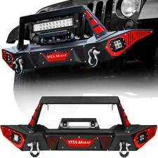 Front Bumper for 2007-2018 Jeep Wrangler JK Unlimited w/ Led Lights & D-Rings