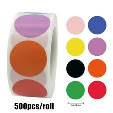 500pcs/roll Round Blank Sticker 1inch Personalised Business Label Tag Multicolor