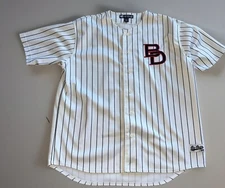 Big Dog Pinstripe White Short Sleeve Jersey Size XL Embroidered