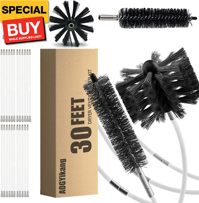 30 Feet Dryer Vent Cleaning Brush Kit, Multi-Scene Durability Chimney Brush with