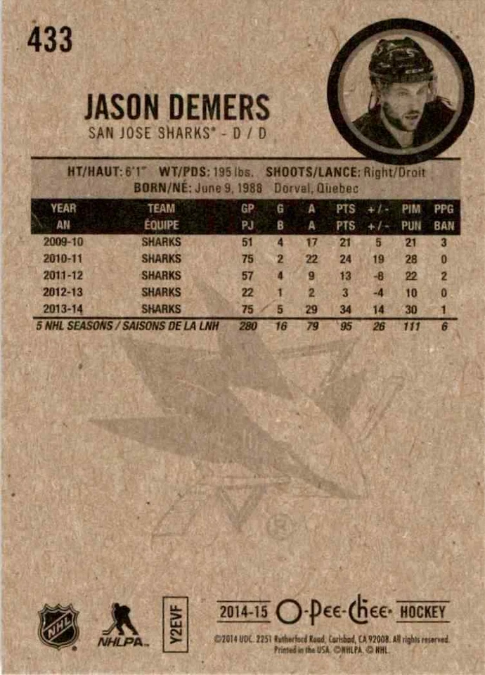 2014-15 O-Pee-Chee Jason Demers #433 - Image 2 of 2