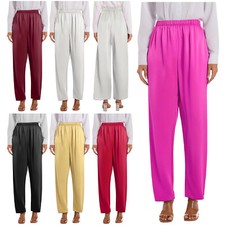Womens Dancewear Weddings Pants Long Trousers Club Outings Satin Office Work