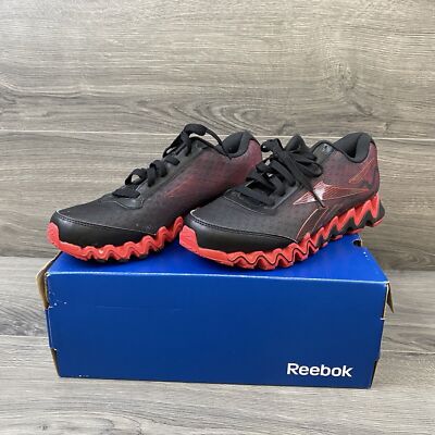 Reebok Zigultra Running Shoes V54065 Black Red Size 7 Junior Beautiful Condition