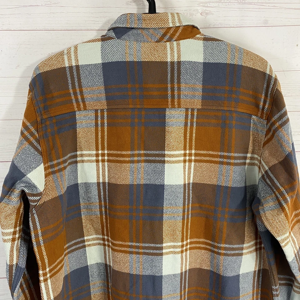 Eastern Mountain Sports Mens Heavey Cotton Plaid Flannel Shirt XL Rust Long Slv - Image 4 of 4