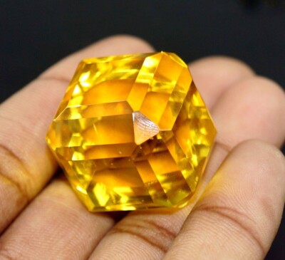 Certified 100 Ct+ Natural Cube Yellow Citrine Brazilian Loose Gemstone