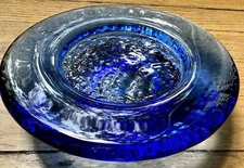 Fire and Light Recycled Art Glass Colbalt Blue Wine Bottle Stand Candle Holder