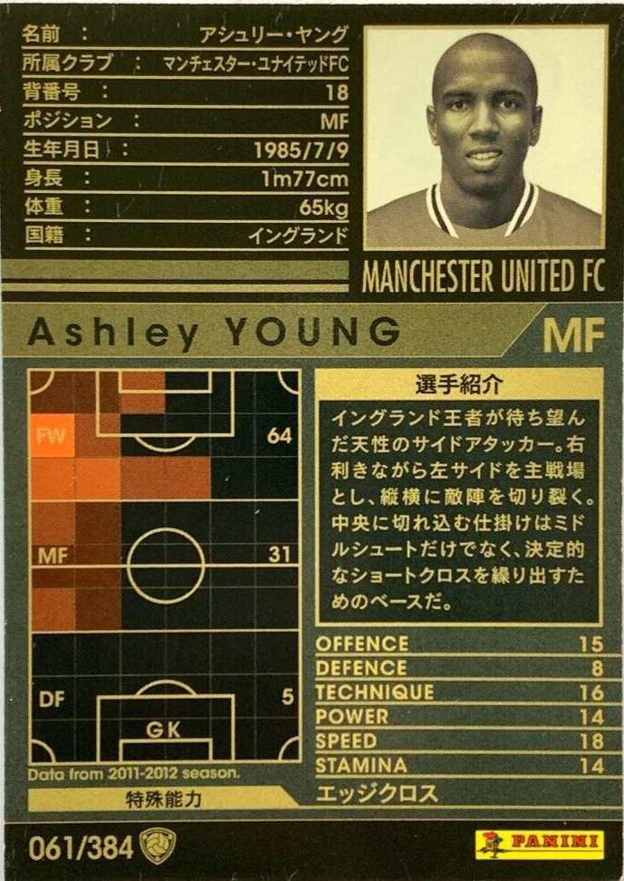 Ashley Young WCCF PANINI soccer card Japan sports 061/384 2011
