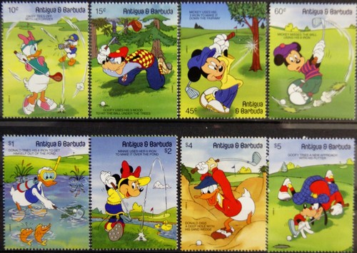 ANTIGUA BARBUDA 1991 1527-34 Disney Cartoons Figuren beim Golf Sport MNH - Bild 1 von 1