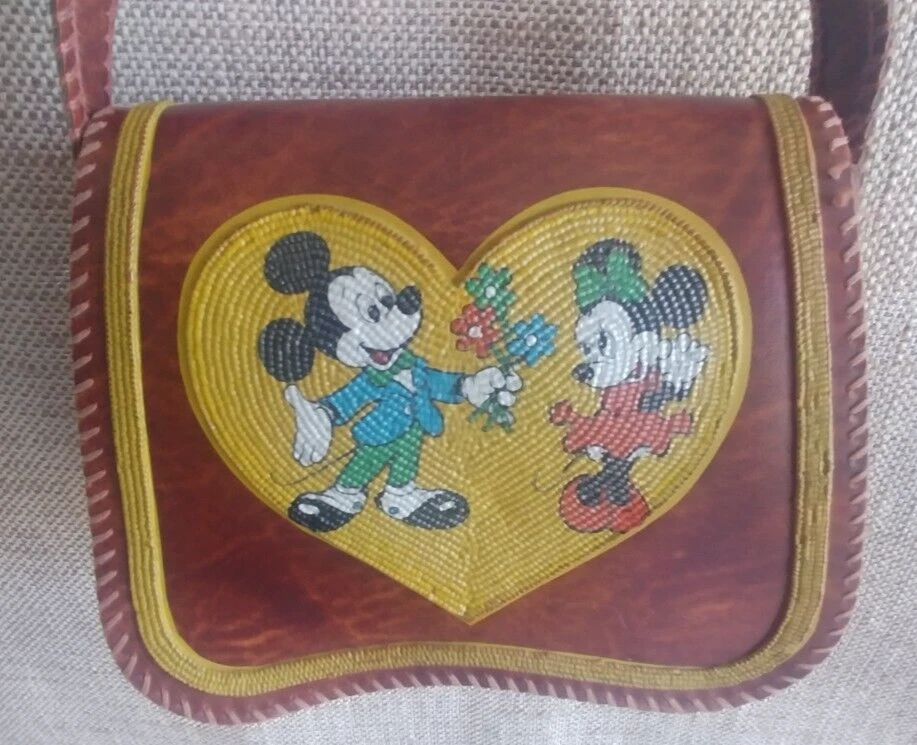 Vintage Walt Disney Productions Mickey Minnie Mouse Faux Leather Bag Purse