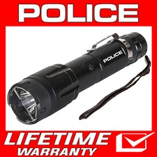 POLICE Stun Gun 1159 Heavy Duty Metal Rechargeable LED Flashlight Black