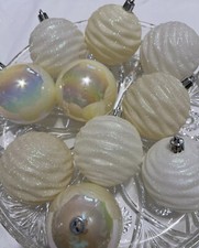 White Iridescent Christmas Ball Ornaments 10pcs 2.5  Glitter/non-shatter
