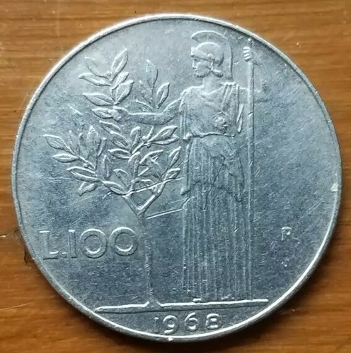 COIN REP. ITALIANA 1968 100L Goddess Minerva stainless steel 8gr FREE SHIPPING - Picture 6 of 6