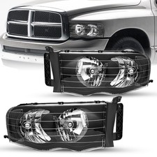 For 2002 2003 2004 2005 Dodge Ram 1500 2500 3500 Headlight Black Clear Headlamp