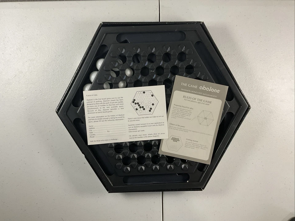 Vintage 1990 Abalone Board Game 7360 By Galoob Missing One Black Marble - Image 3 of 4