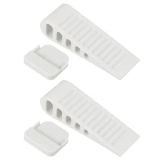 2Pcs Rubber Door Wedge Stopper Door Stop for Bottom of Doors with Holder, White