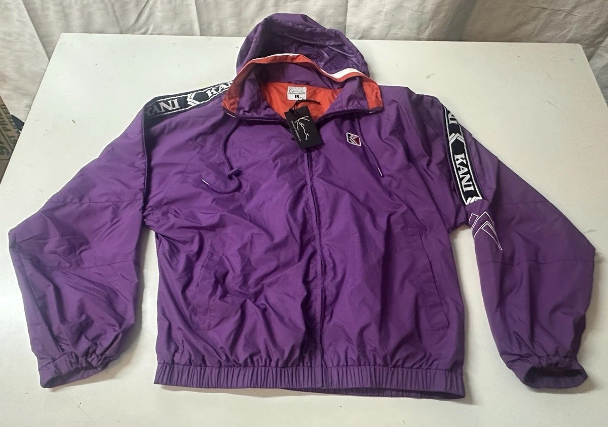 NEW Karl Kani Retro KK Tape Purple Full Zip Track Rain Jacket