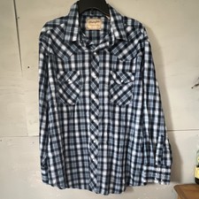 Wrangler Men's Western Show Shirt Blue Plaid Snap Button Western 2XL