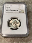 1939 Washington Quarter NGC MS 65
