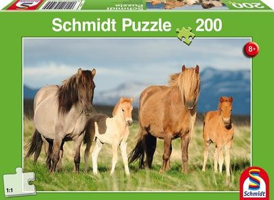 Schmidt Spiele 56199, Pferdefamilie, 200 Teile Kinderpuzzle, grün