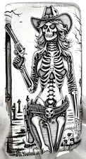 10 ozt 999 Fine Silver Art Bar- GUNSLINGING - ADAMO TECHNE - Limited