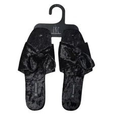 INC International Concepts Velvet Bow Slide Slippers Loungewear Womens XL 11/12