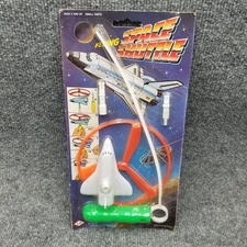 Vintage Nasa Space Shuttle Flying Zip Toy New on Card Hong Kong Pull Cord 80s